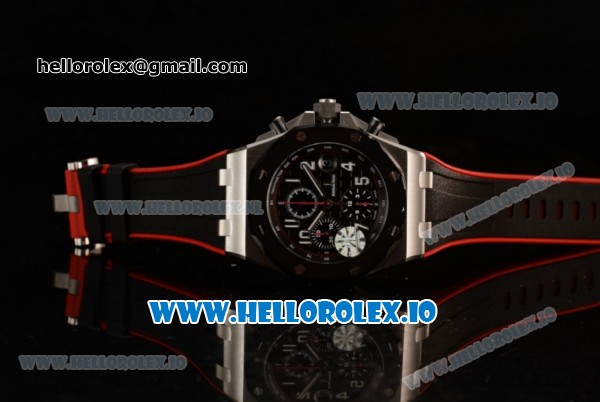 Audemars Piguet Royal Oak Offshore Chronograph Clone AP Calibre 3126 Automatic Steel Case Black Dial With Arabic Numeral Markers Red Rubber Strap - 1:1 Original (JF) - Click Image to Close